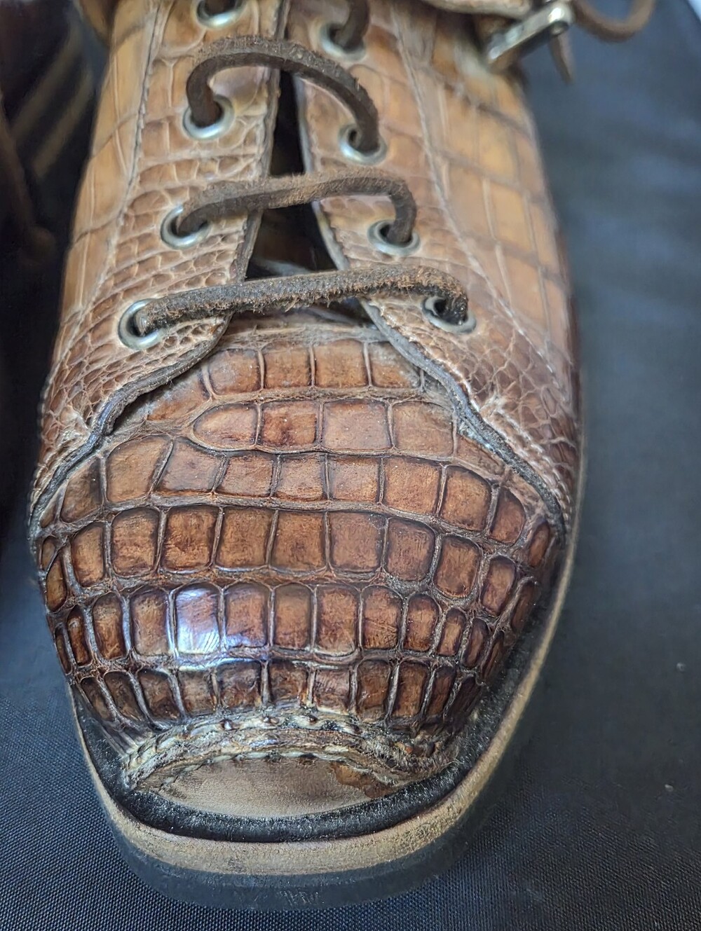 Santoni Luxury Genuine Crocodile Mid-Top Sneaker Boots Cognac Brown Hand-Painted - Picture 2 of 11